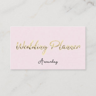 Carte De Visite Wedding planner Script Gold QR Code Logo rose
