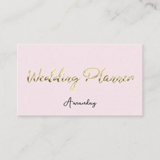 Carte De Visite Wedding planner Script Gold QR Code Logo rose (Devant)