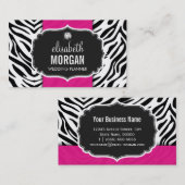 Carte De Visite Wedding planner - Tendance Zebra Print Hot Pink (Devant / Derrière)