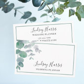 Carte De Visite Wedding planner vert moderne Eucalyptus