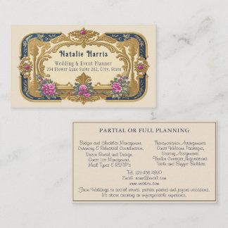 Carte De Visite Wedding Planner Victorian Pink Roses Gold Business