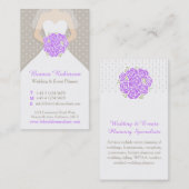 Carte de visite wedding planner violet, gris et bl (Devant / Derrière)
