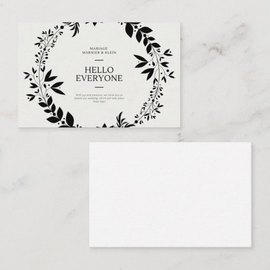 Carte De Visite weding (Devant / Derrière)