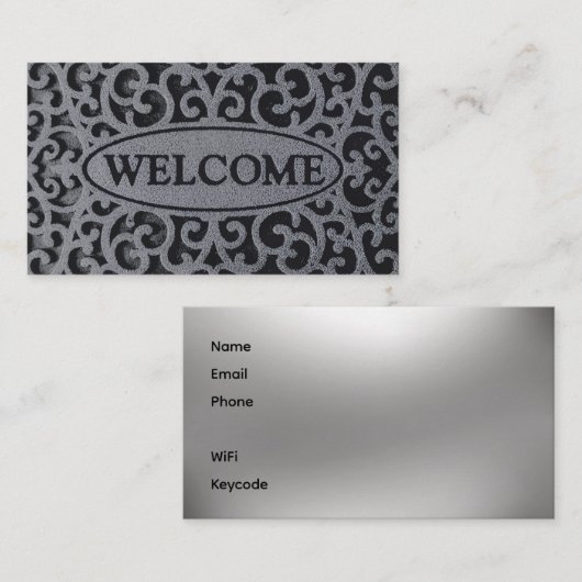 Carte De Visite Welcome Mat Vacation Rentals Business Card (Devant / Derrière)