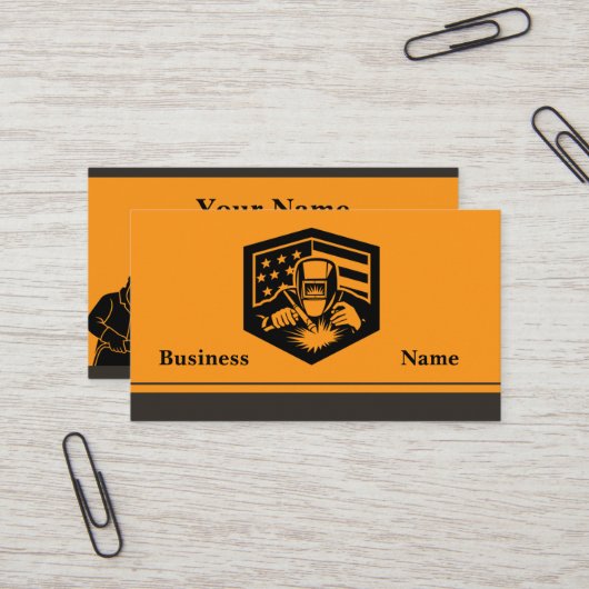 Carte De Visite Welder Business Card (Devant/Arrière en situation)