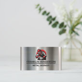 Carte De Visite Welder Working on Metal | Fabrication (Debout devant)