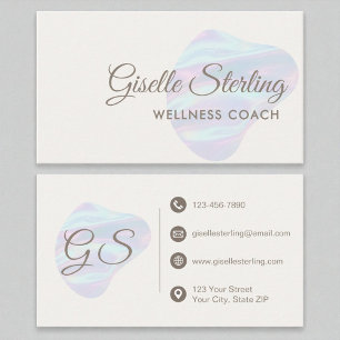 Carte De Visite Wellness Coach Iridescente Pearl Opal Abstrait