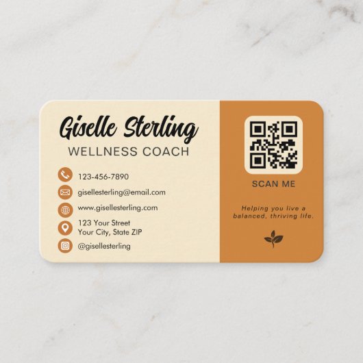 Carte De Visite Wellness Coach Photo QR Code (Devant)