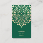 Carte De Visite Wellness Coach Yoga Mandala Elegant Hunter Green (Devant)