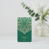 Carte De Visite Wellness Coach Yoga Mandala Elegant Hunter Green (Debout devant)