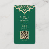Carte De Visite Wellness Coach Yoga Mandala Elegant Hunter Green (Dos)
