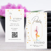 Carte De Visite Wellness Yoga Beauty Studio Gold Stars QR Code