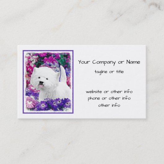 Carte De Visite West Highland White Terrier Peinture Chien Art (Devant)