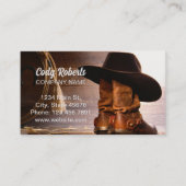 Carte De Visite western country brun grange bois cowboy bottes (Devant)