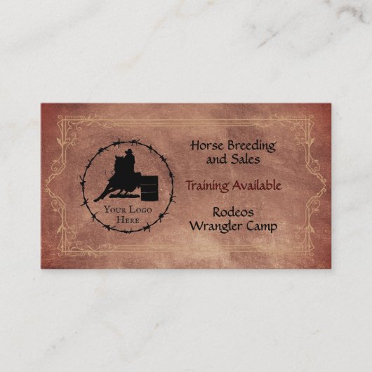 Carte De Visite Western Horse Ranch Votre Logo Code QR (Devant)