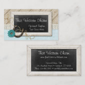 Carte De Visite Western Horseshoe Country Chalkboard & Rustic Wood (Devant / Derrière)