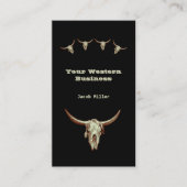 Carte De Visite Western Rustic Black Country Cowboy Bull Skull (Devant)