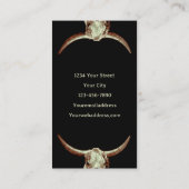 Carte De Visite Western Rustic Black Tattoo Shop Bull Skull (Dos)