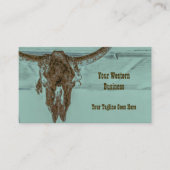 Carte De Visite Western Turquoise Pays Brown Taureau Vache Crâne G (Devant)