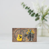 Carte De Visite Western Wagon Wheel Guitar Cowboy bottes tournesol (Debout devant)