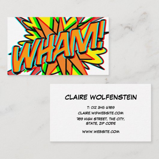 Carte De Visite WHAM 3D Fun Retro Comic Book (Devant / Derrière)