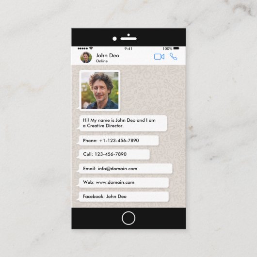 Carte De Visite Whatsapp a inspiré l'iPhone de | (Devant)