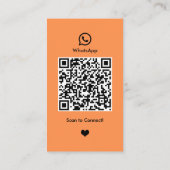 Carte De Visite WhatsApp Nail Salon Orange Social Media Code QR (Dos)