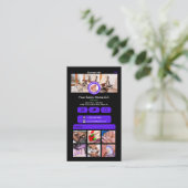 Carte De Visite WhatsApp Nail Salon Violet Social Media Code QR (Debout devant)