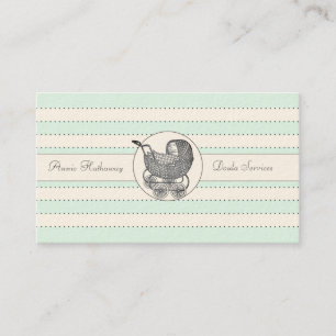 Carte De Visite Whimsical Baby Buggy Blue Green Birthing Services
