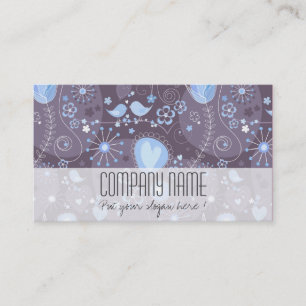 Carte De Visite Whimsical Blue Grey Floral Élégant Planificateur d