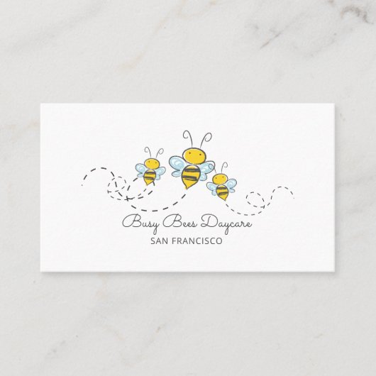 Carte De Visite Whimsical Busble Bumble Bees Garderie (Devant)