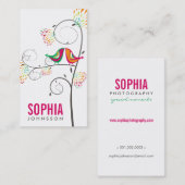 Carte De Visite Whimsical Cute Inséparables Floral Boutique Identi (Devant / Derrière)