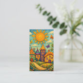 Carte De Visite Whimsical Fairy Tale Village Colorful Canvas Art (Debout devant)