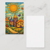 Carte De Visite Whimsical Fairy Tale Village Colorful Canvas Art (Devant / Derrière)