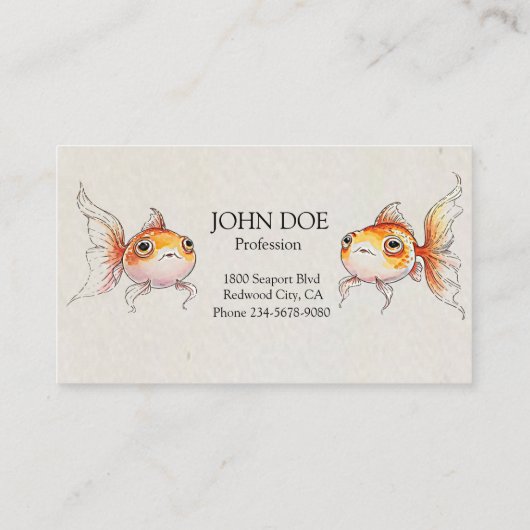 Carte De Visite Whimsical Floating Goldfish (Dos)