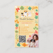 Carte De Visite Whimsical floral mignon chien de garde chien march (Devant)