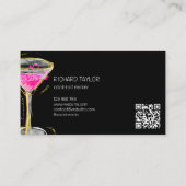 Carte De Visite Whimsical Fun Martini Bartender Cocktail Waiter (Dos)