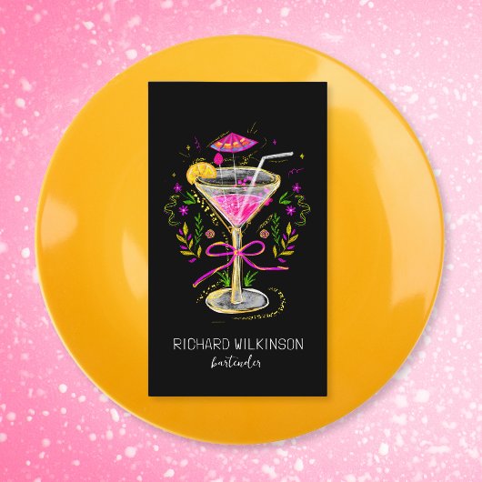 Carte De Visite Whimsical Fun Martini Bartender Cocktail Waiter