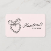Carte De Visite Whimsical Handmade with Love Script Heart Bow Logo (Devant)