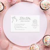 Carte De Visite Whimsical Main tiré Mariage Boulangerie de gâteau 
