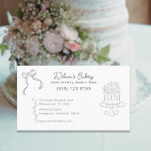 Carte De Visite Whimsical Main tiré Mariage Boulangerie de gâteau 