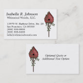 Carte De Visite Whimsical Patiné Red Birdhouse avec Ivy (Devant / Derrière)
