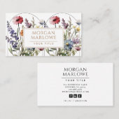 Carte De Visite Whimsical rose violet mou Boho Fleurs sauvages flo (Devant / Derrière)