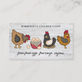Carte De Visite Whimsical Rustic Farm Oeufs frais Poulet QR Code (Devant)