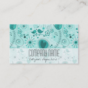 Carte De Visite Whimsical Turquoise Floral Élégant Planificateur d