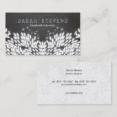 Carte De Visite Whimsical White feuilles noir tableau noir (Devant / Derrière)