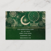 Carte De Visite Whimsy Gold & Green Dreamcatcher Feathers Mandala (Dos)