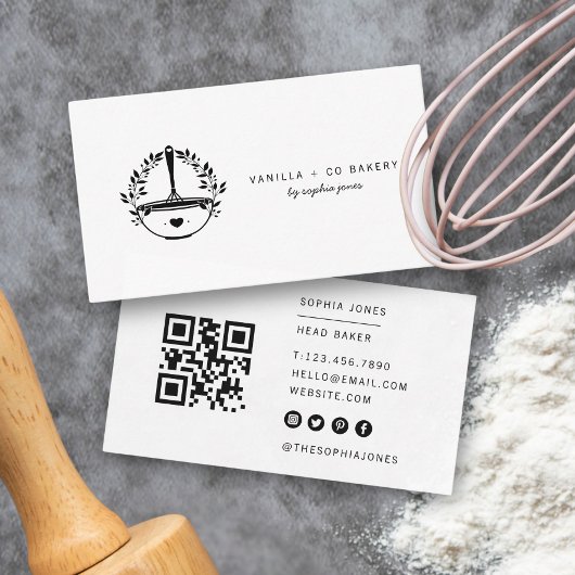 Carte De Visite Whisk Bakery Caterer Business QR Code