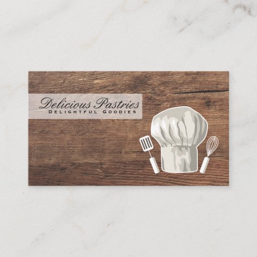 Carte De Visite Whisk | Chef pâtissier | Bois | Baker (Devant)