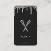 Carte De Visite Whisk d'argent noir moderne boulangerie Chef trait (Devant)